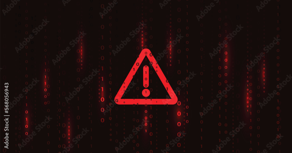 Leinwandbilder cyber attack and information leak concept. attention warning attacker alert sign with exclamation ma
