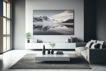 backdrop of a minimalist modern living room,. Generative AI