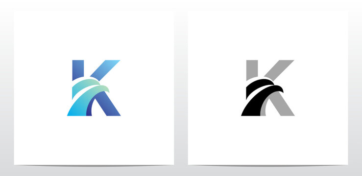 Swoosh Eagle Head On Letter Logo Design K