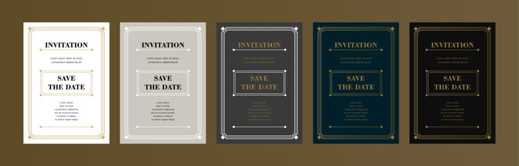 Luxury vintage golden vector invitation card template. different wedding invitations, style and modern colors