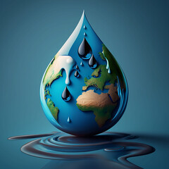 Fototapeta premium Celebrate International Water Day with a Stunning AI-Generated Globe Concept: A Planet Earth Made of Water Illustration