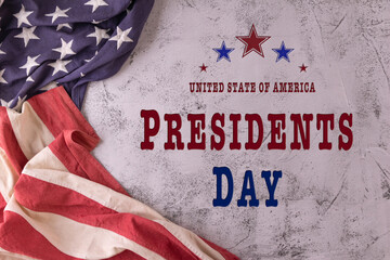 Happy presidents day concept with flag of the United States for top view