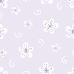 Pastel spring flower doodle pattern