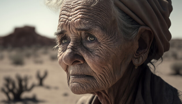 Portrait of very sad grandmother. Sad old woman. ia generate