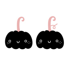 Cute vector smiling spooky pumpkin character for October halloween, thanksgiving. Sweet gourd character print, Mother's Day hug family on white background poster