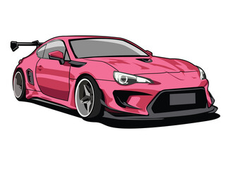 Toyota 86 wide body car illustration © Wisnu Bayu Aji