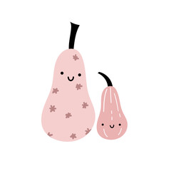 Cute vector smiling spooky pumpkin character for October halloween, thanksgiving. Sweet gourd character print, Mother's Day hug family on white background poster