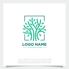 Nature tree people logo template design vector.