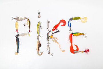 Pike. Word made up of lures for catching fish..
