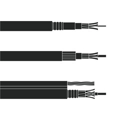 Fiber cable isolated black set icon. Vector illustration optical fibre on white background. Vector black icon fiber cable.