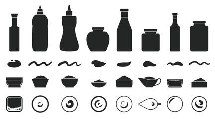 Sauce vector black icon set . Collection vector illustration ketchup on white background. Isolated black icon set sauce for web design.