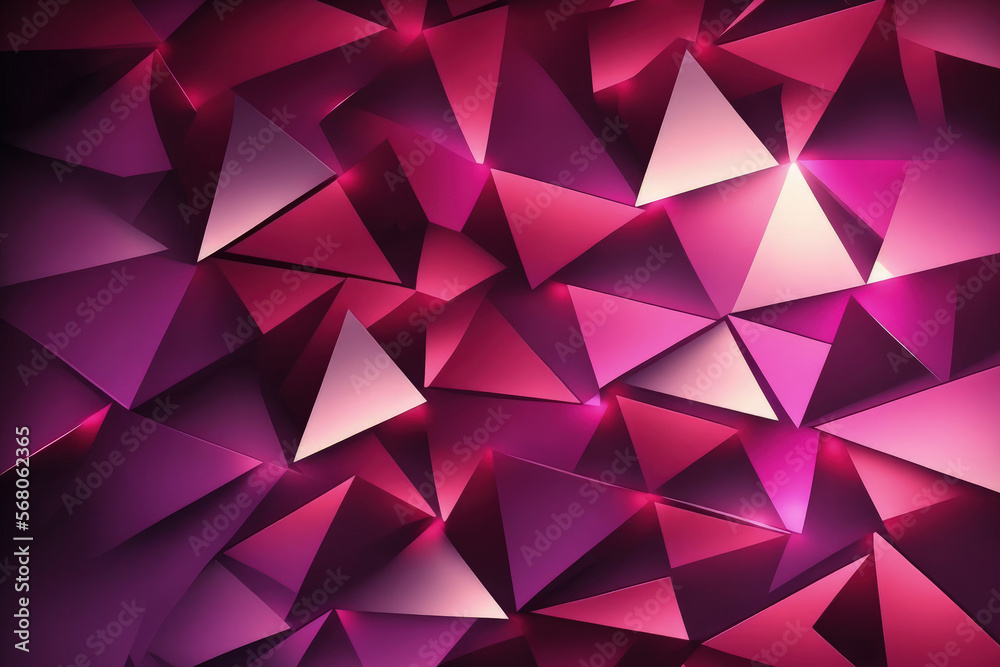 Poster triangle based background that is abstract. violet to crimson color gradient. generative ai
