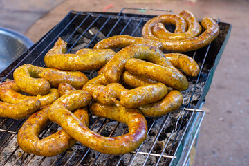 grilled sausages on the grill