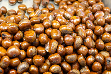 chestnuts on a market stall in the city of Jerusalem in Israel