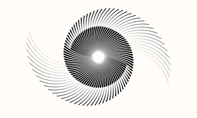 Circle with curved lines in spiral. Abstract modern art lines background. Yin and Yang symbol.