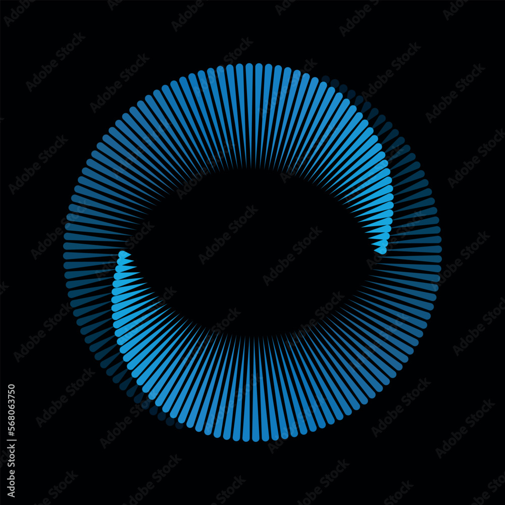 Aufkleber Blue lines in circle abstract background. Yin and yang symbol. Dynamic transition illusion.