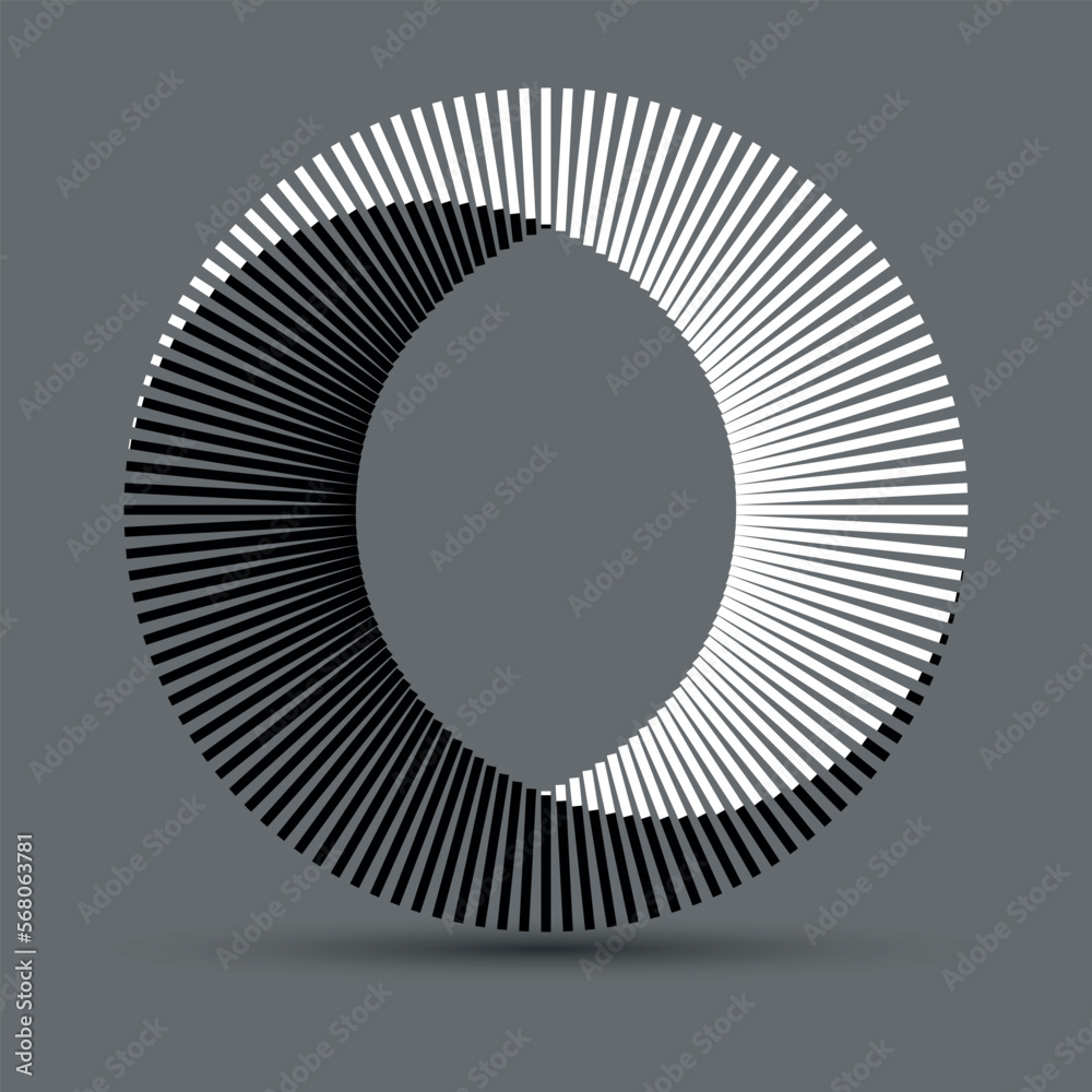 Leinwandbilder Black and white lines in circle abstract background. Yin and yang symbol. Dynamic transition illusion.