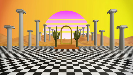 80s Classic Dune Background 3d render