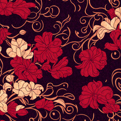 Colorful floral tiles. Generative AI