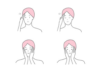 スキンケアをしている女性2 美容イラスト