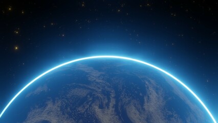 Earth Background, Globe Planet Stars Background, Blue, 3D Render Background Texture