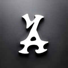 Stylized white letters Y A on dark background mock up. Generative AI
