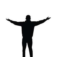 Silhouette of a person with arms outstretched, vector. Freedom and personal success concept. Winner, conquer, Vector illustration.