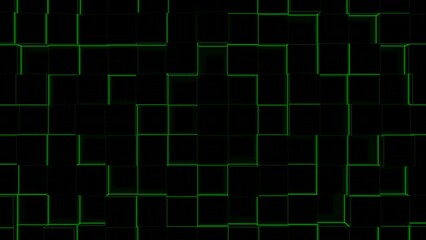 Cube, Green Background, 3D Render Abstract Background Texture