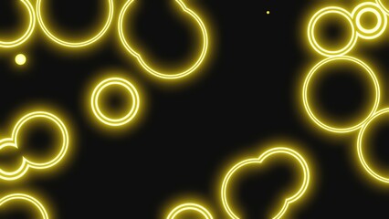 Glowing Circles, Yellow Background, 3D Render Abstract Background Texture