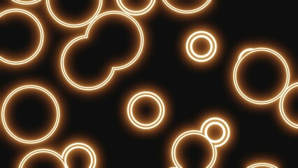 Glowing Circles, Orange Background, 3D Render Abstract Background Texture