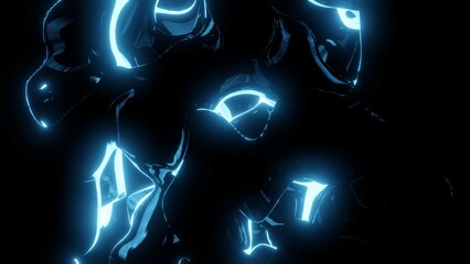 Liquid, Glowing Light, Blue Background, 3D Render Abstract Background Texture