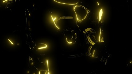 Liquid, Glowing Light, Yellow Background, 3D Render Abstract Background Texture