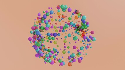 Colorful Sphere Background, 3D Render Abstract Background Texture