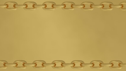Chain Frame, Gold Backgroud, 3D Render Abstract Background Texture
