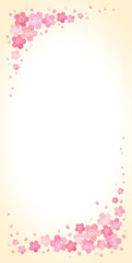 桜と花びらの和風フレーム 背景 テクスチャ バナー/縦長・黄色グラデーション