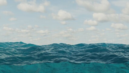 Naklejka na ściany i meble Sea And Sky Background, Blue, 3D Render Abstract Background Texture