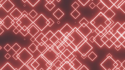 Abstract Red Background, Square, Sci-fi, Pattern, Neon, Light, 3D Render Abstract Background Texture