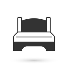 Grey Big bed for two or one person icon isolated on white background. Vector