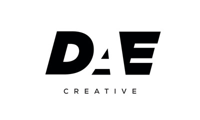 DAE letters negative space logo design. creative typography monogram vector
