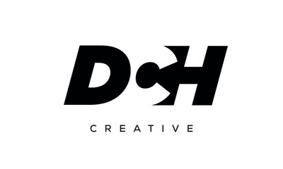 DCH letters negative space logo design. creative typography monogram vector