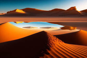 Fototapeta na wymiar Sunset in the desert AI