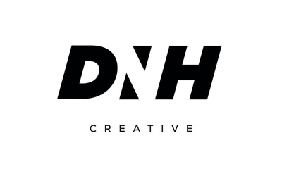 DNH letters negative space logo design. creative typography monogram vector