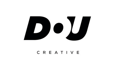 DOU letters negative space logo design. creative typography monogram vector