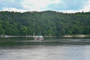 View of the lake Eder with boats in Germany