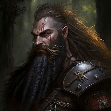 Role-play fantasy character: beared barbarian male