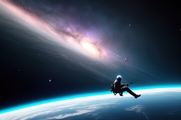 Astronaut Drifting Into Space watching a galaxy.generative Ai.