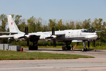 Tu-95 Bear heavy bomber of the Russian Air Force at Ryazan Engels Air Force Base - 568071302