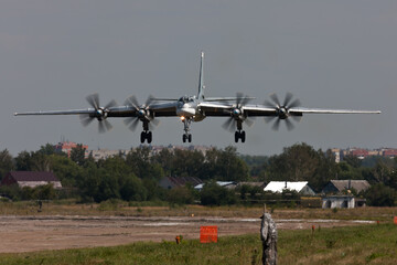 Tu-95 Bear heavy bomber of the Russian Air Force at Ryazan Engels Air Force Base - 568071372