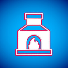 White Blacksmith oven icon isolated on blue background. Vector