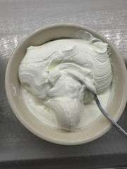 Yorgut cream in a bowl